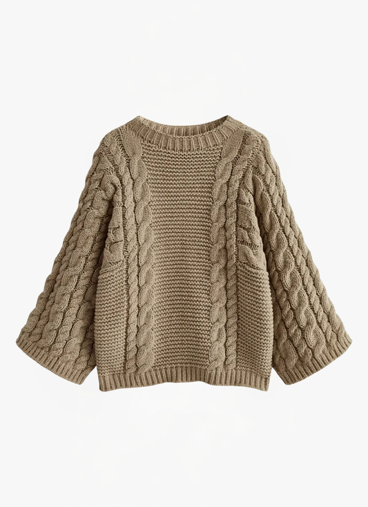 Lea Bergen™ | Genser med Rund Hals i Kabelstrikk