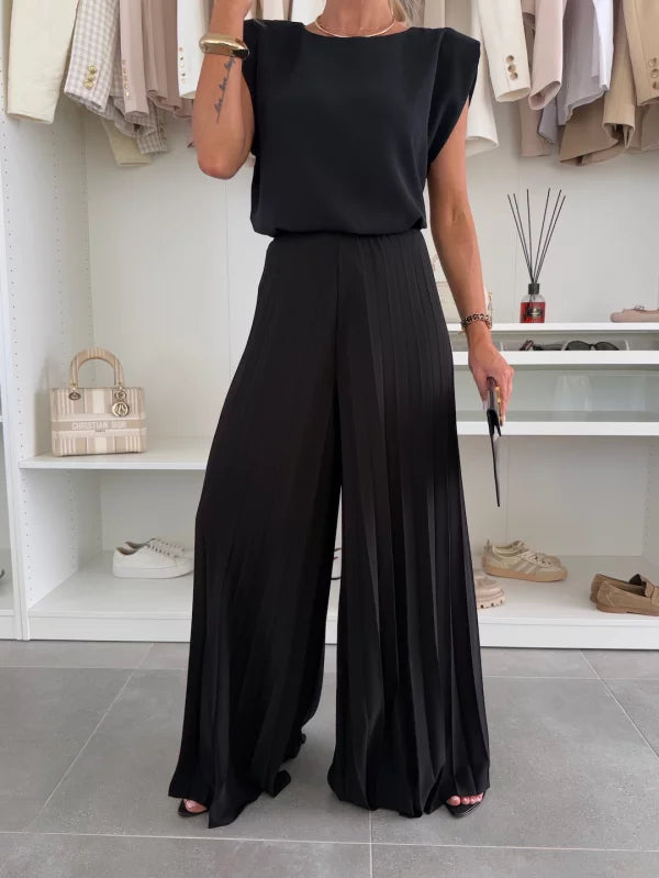 Lea Bergen™ | Elegant sett med plisserte palazzo-bukser