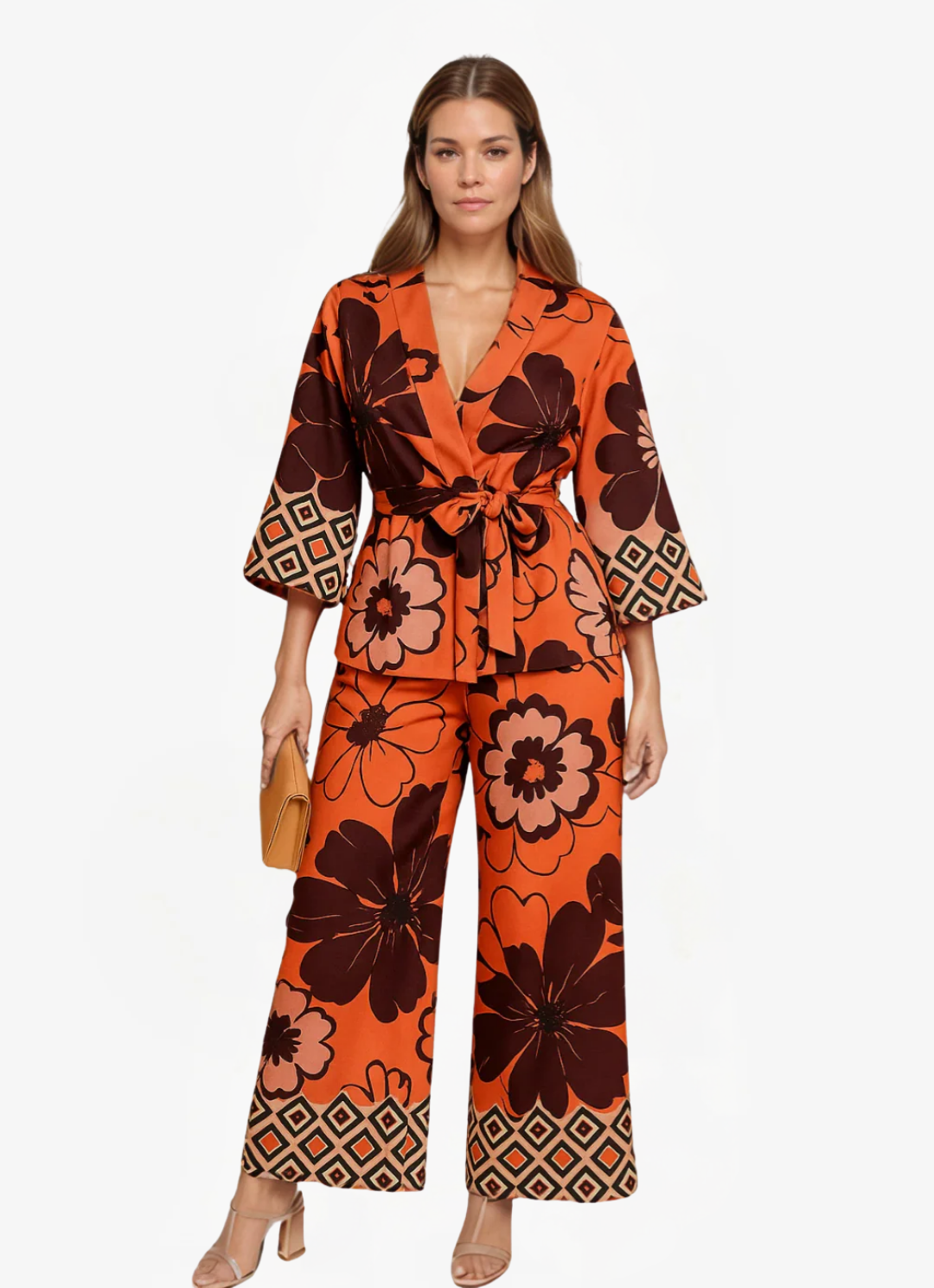 Lea Bergen™ | Kimono med Blomster & Vide Bukser