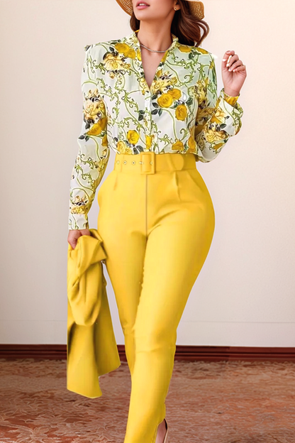Lea Bergen™ | Blomstret Bluse & Høyt Liv Bukse