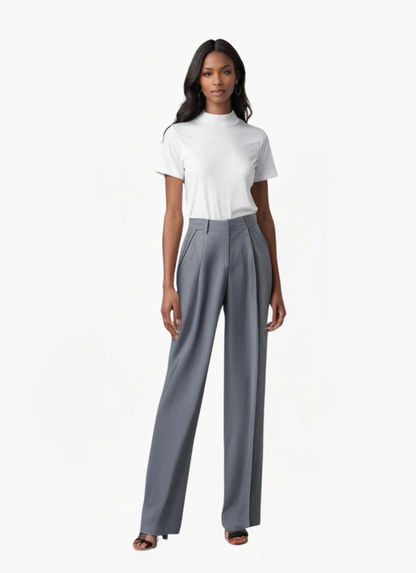 Lea Bergen™ | Elegant Grå Bredbukse