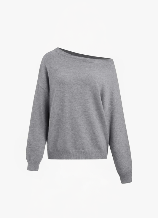 Lea Bergen™ | Oversized Genser med Asymmetrisk Utringning