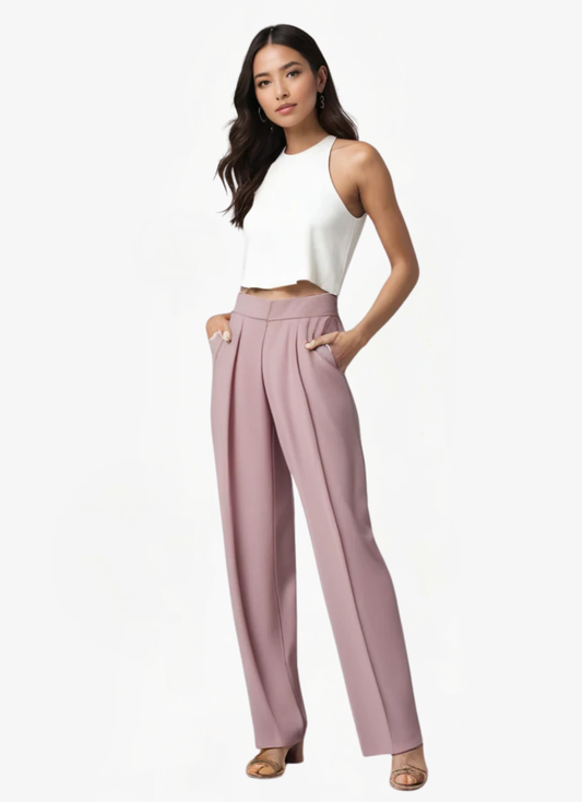 Lea Bergen™ | Elegant Utrapningsbukse med Struktur