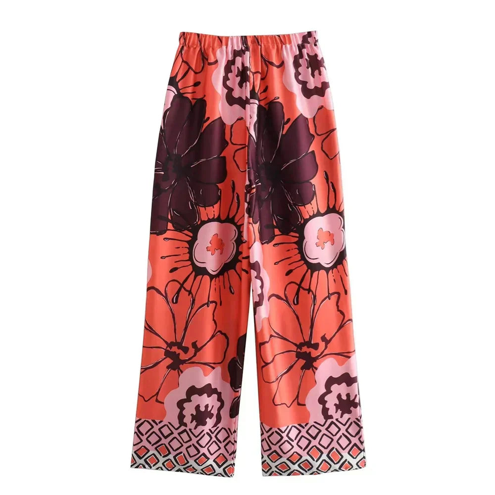 Lea Bergen™ | Kimono med Blomster & Vide Bukser