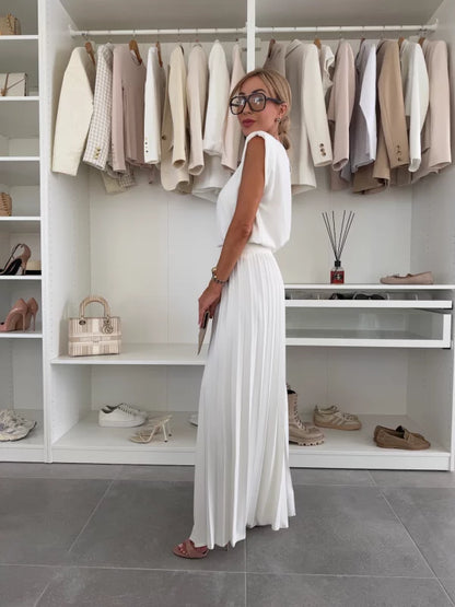 Lea Bergen™ | Elegant sett med plisserte palazzo-bukser